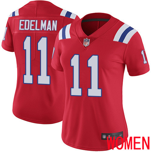 New England Patriots Football #11 Vapor Limited Red Women Julian Edelman Alternate NFL Jersey
